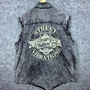 Street Vibrations Milwaukee Leather Performance Apparel Denim Vest Men 3XL Gray